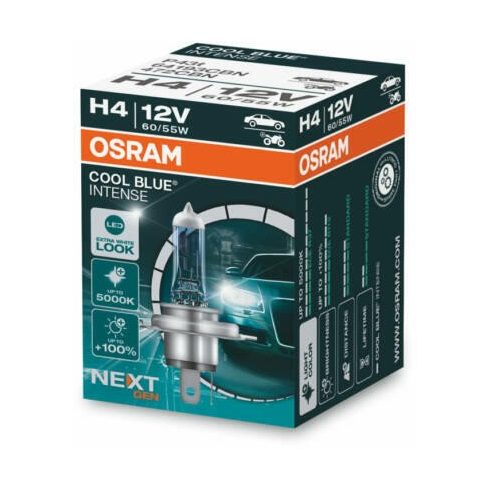 H4 12V  60/55W  Osram 5000 K +100% cool blue intense 