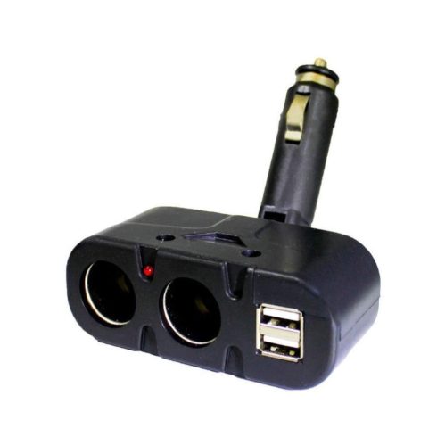 Adapter szivargyújtó kettes elosztó USB aljzat dönthető fejjel