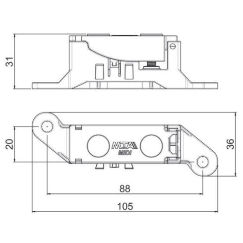 Biztositék tartó midi biztositékokhoz fedeles