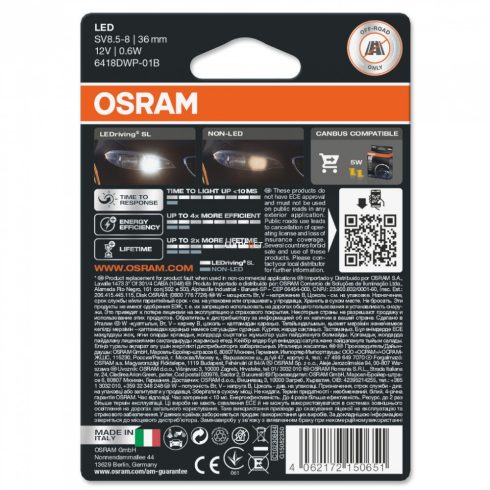 OSRAM LEDRIVING SL 6418DWP-01B C5W FEHÉR