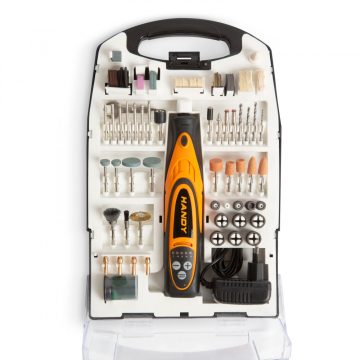   Panelfúró, csiszoló, polírozó szett - 112 részes - akkumulátoros