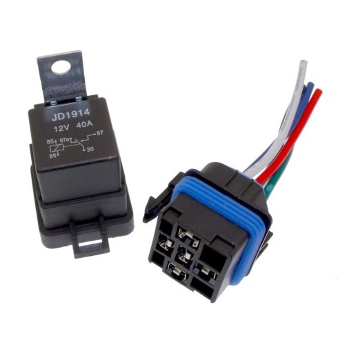 Vízmentes relé tartóval 12V 40A