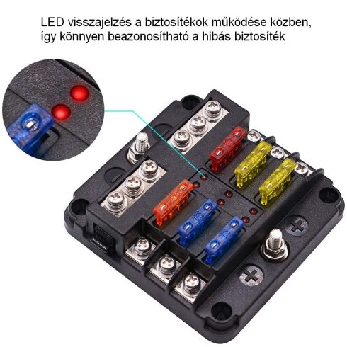 Biztositék tartó led visszajelzéssel