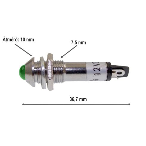 Kontrollámpa Led Zöld 12V