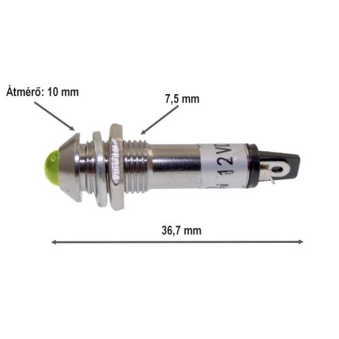 Kontrollámpa Led Sárga 12V