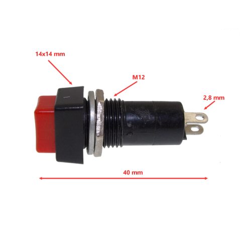 Nyomógombos kapcsoló piros szögletes