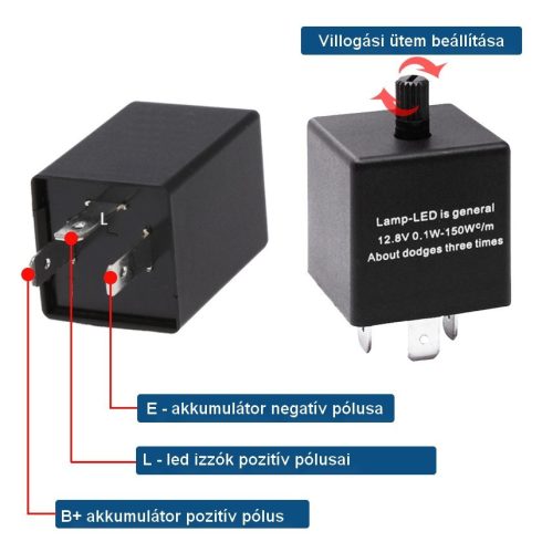 INDEX relé ledekhez állítható villogási ütemmel