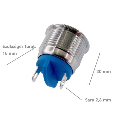 Kontrollámpa Ledes 12-24V fémházas Fehér