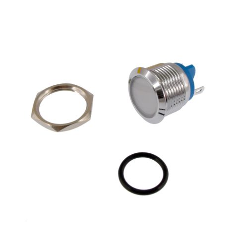 Kontrollámpa Ledes 12-24V fémházas Fehér