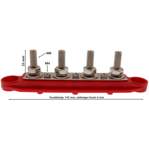 Főkábel elosztó Busbar M8 250A Piros