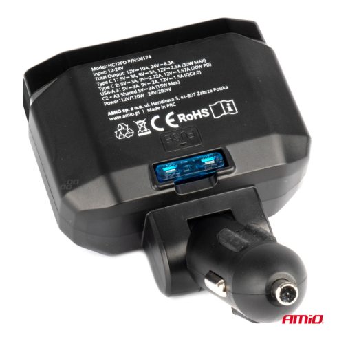 Szivargyujtó elosztó PD30W PD20W QC3.0