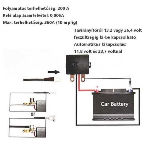 Akkumulátor lekapcsoló elektronika 12/24V 200A