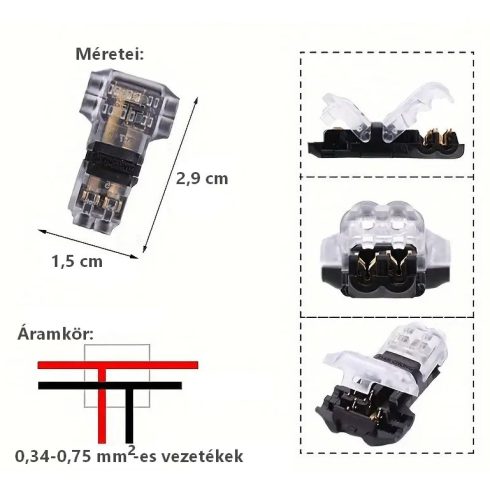 Vezeték leágaztató T alakú 0,75 mm2-ig