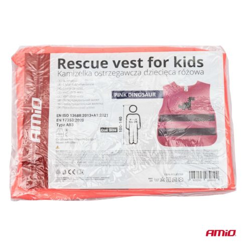 Láthatósági mellény gyerekeknek Dinoszaurusz rózsaszín
