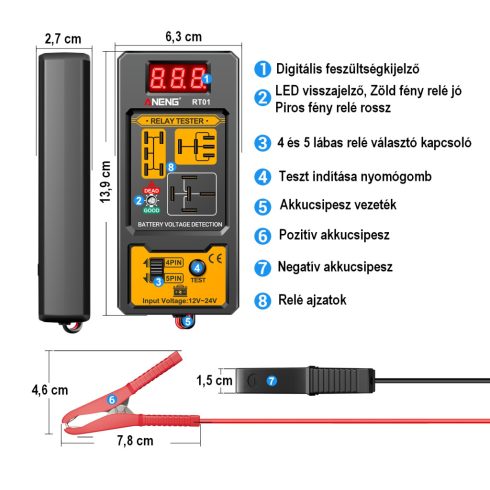 Relé teszter 12/24 Volt