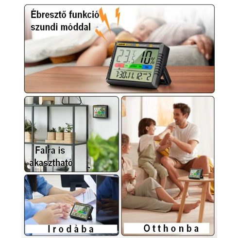 Digitális hőmérséklet- és páratartalom mérő óra