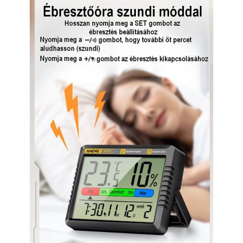 Digitális hőmérséklet- és páratartalom mérő óra