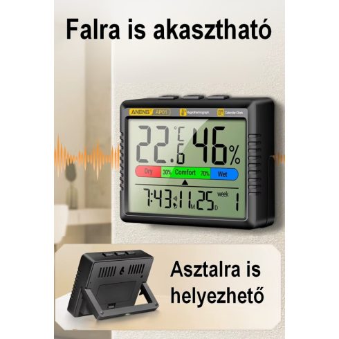 Digitális hőmérséklet- és páratartalom mérő óra