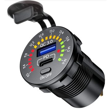 Beépíthető autós USB töltő voltmérővel