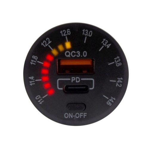 Beépíthető autós USB töltő voltmérővel