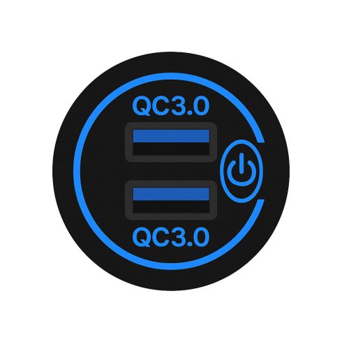 Beépíthető USB töltő kék világítással