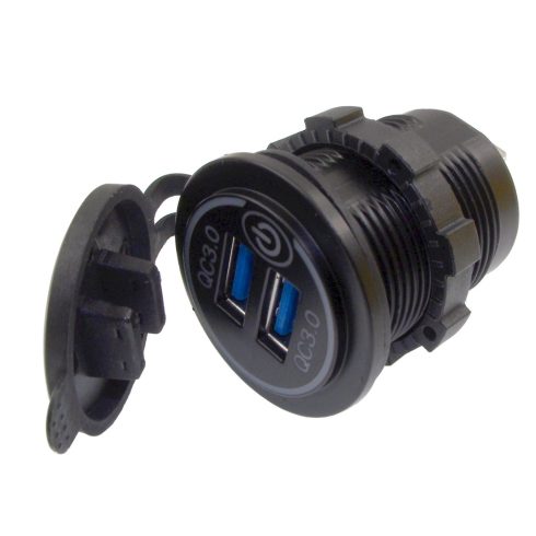 Beépíthető USB töltő zöld világítással