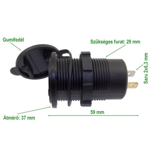 Autós USB töltő 2xQC3.0 + PD kék világítással