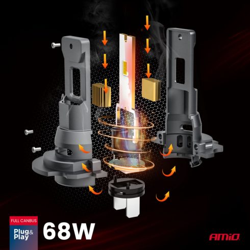 Led H7 helyére 12-24V 68W F25 Pro Black