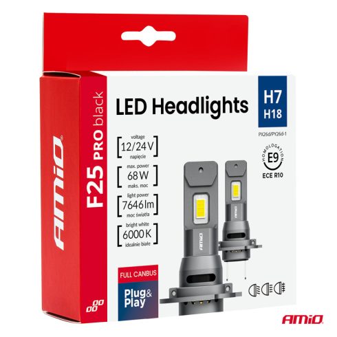 Led H7 helyére 12-24V 68W F25 Pro Black