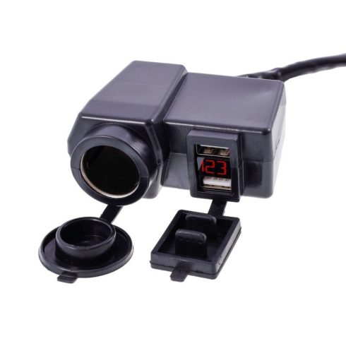 Motoros USB töltő feszültségmérővel