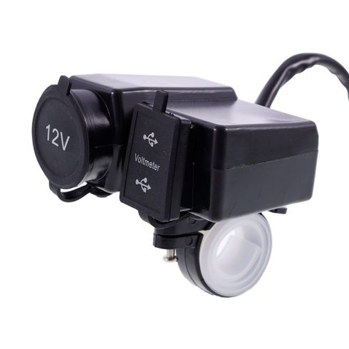 Motoros USB töltő feszültségmérővel