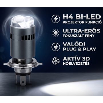L3 Bi-Lens H4 Projektoros LED Motorkerékpár