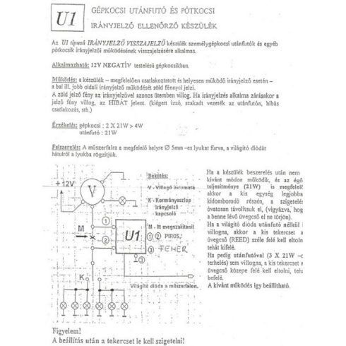 Utánfutó visszajelző állítható